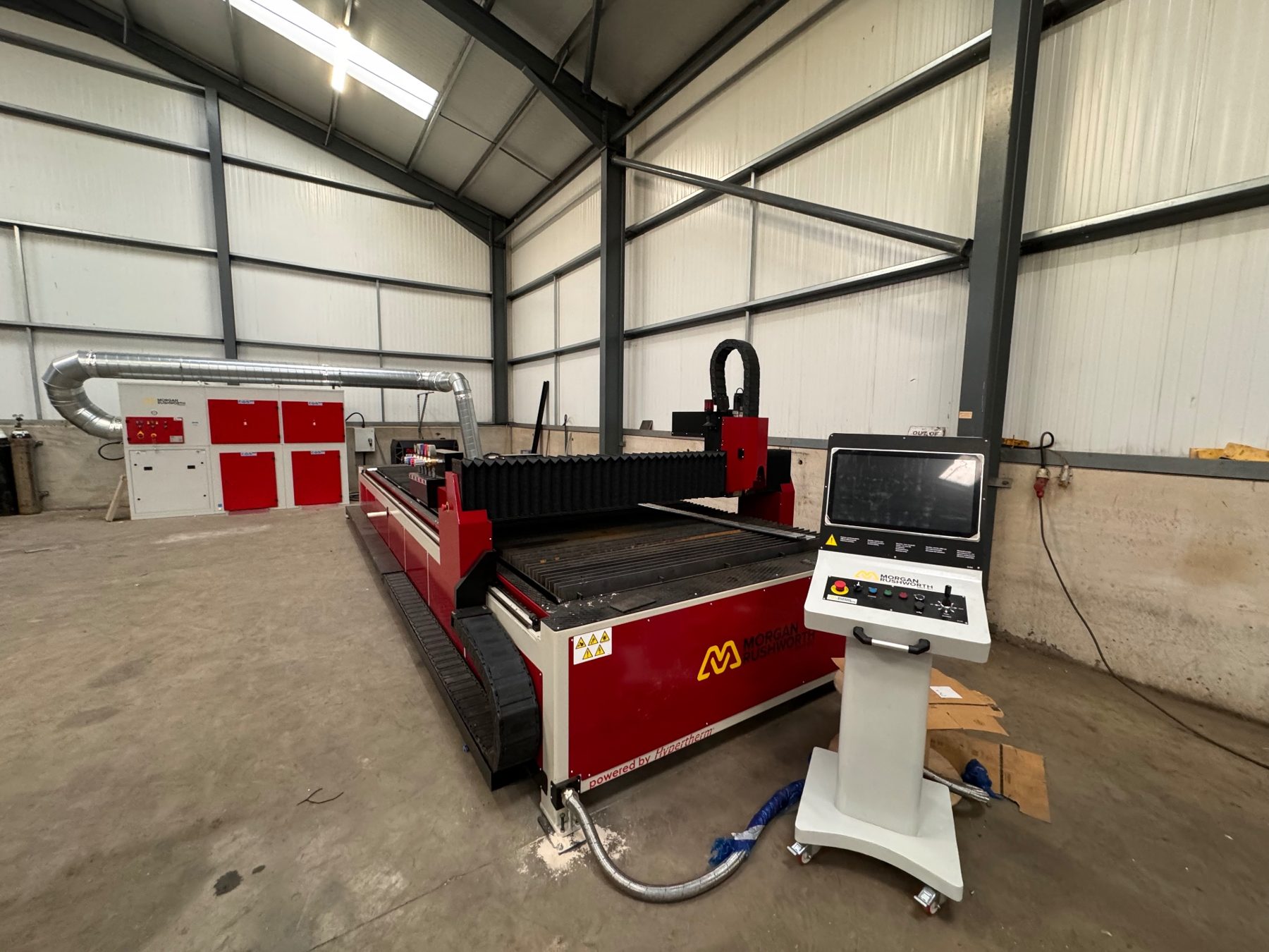 Morgan Rushworth Hypertherm XPR300 plasma cutting table in the RPD fabrication workshop