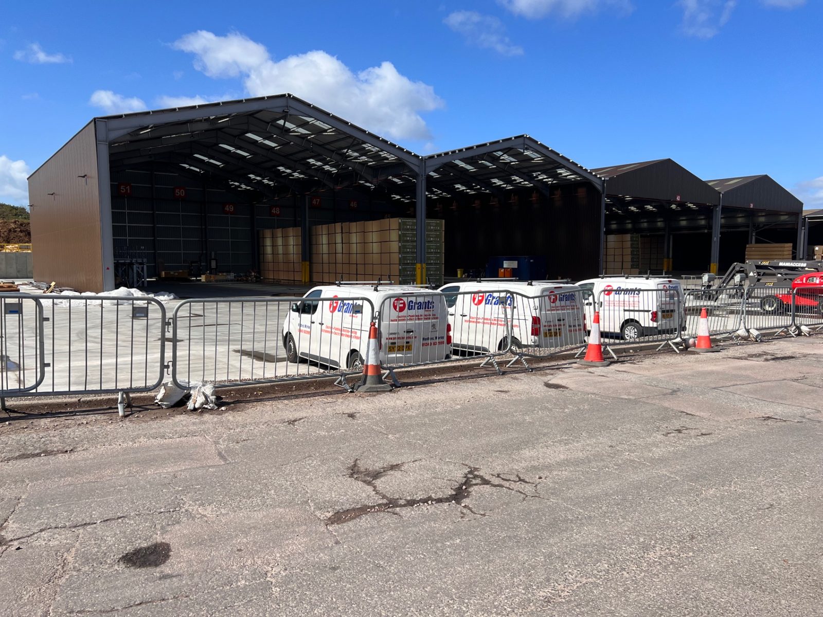 Completed Highlands industrial canopy development with covered storage bays